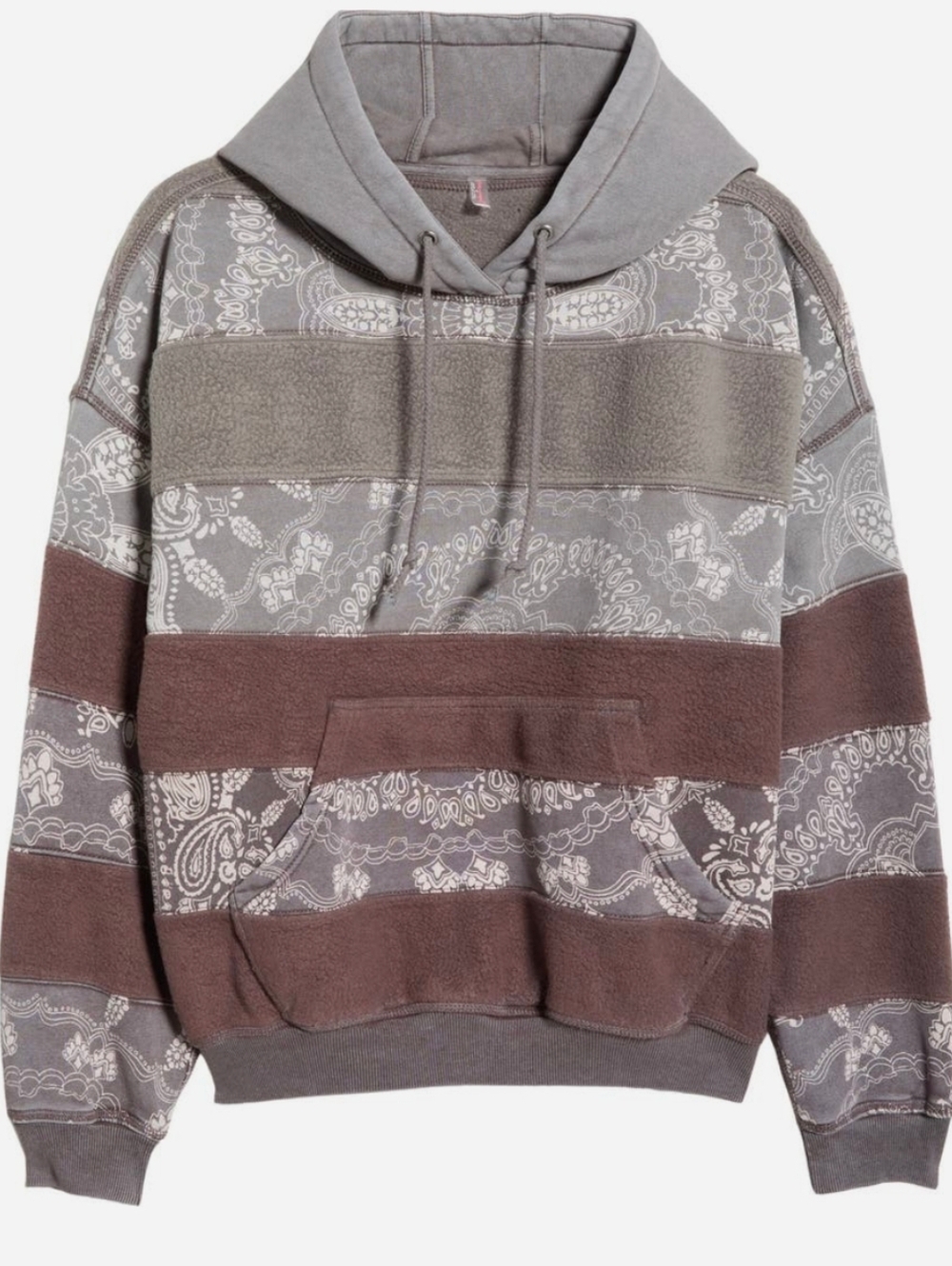 Free People Final Call Bandana Logo Hoodie Chocolate Medium Oversized NWT$168 - Picture 7 of 11